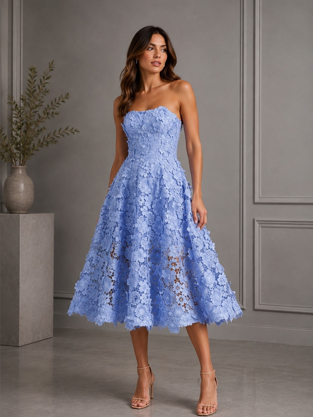 Helsi Florence 3D Embroidered Fit Flare Cocktail Dress B1290